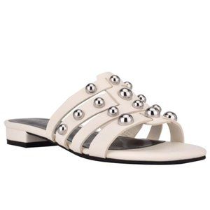 Guess White Bobble Strappy Sandals